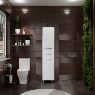 Напольный шкаф-пенал Санта Родос 506005 40 см с бельевой корзиной белый